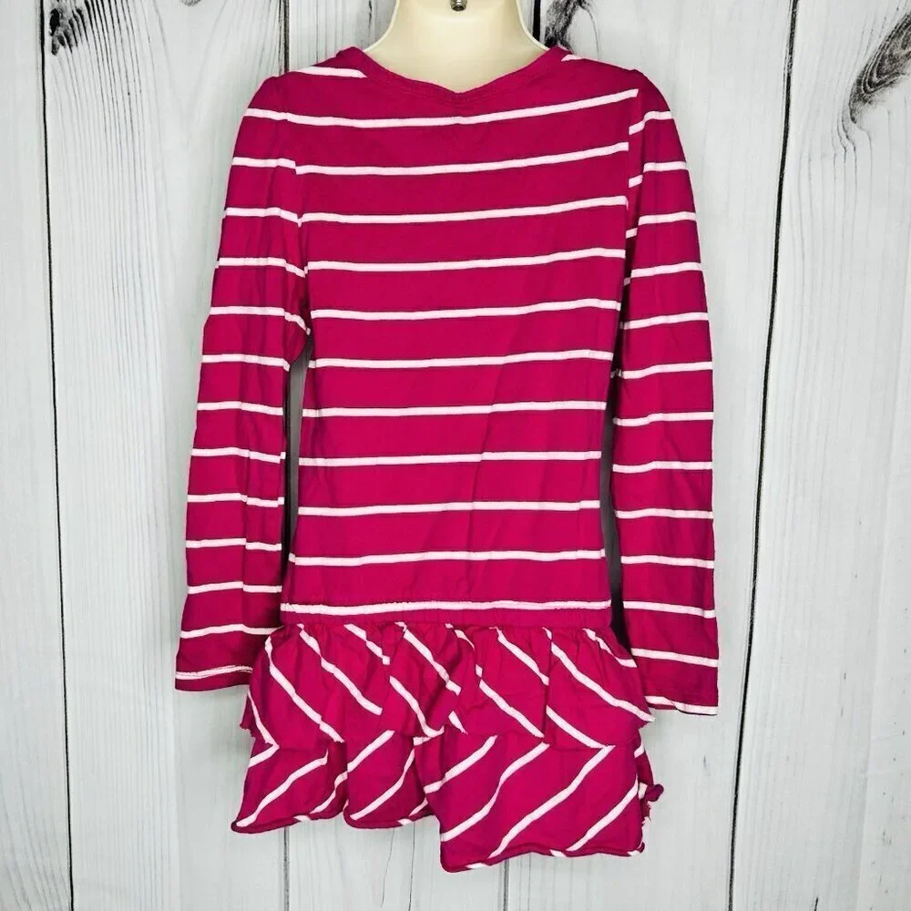 Childrens Place Girls Long Sleeve Pink Striped Sequined Dress Sz 5/6 Small Knit
